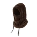 Brown fleece winter balaclava integrated hooded scarf warm windproof face mask for cold weather - L / Adult / Coffee