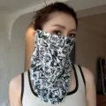 Summer ice silk sun protection face mask, black and white graffiti neck gaiter for outdoor. - Graffiti Pattern / White