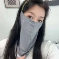 Ice silk sun protection face mask with headband, breathable UV blocking neck gaiter for outdoor. - Gray