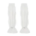 Femmes Blanches Plissées Protection Solaire Manches en Soie Glacée Conduite Été - WHSP304-A Blanc