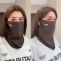 Masque de protection solaire cou respirant suspendu oreille cyclisme anti UV marron carreaux ete - Taille unique / Marron