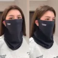 Masque de protection solaire visage et cou pour femme, masque respirant en maille avec attaches d'oreilles. - Taille unique / Bleu Marine