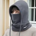 Winter warm fleece balaclava hood scarf thickened windproof face mask for outdoor cycling. - Dark Gray