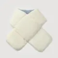 Detail view of a thickened quilted winter neck warmer in cream white with blue lining. - M (100cmx12cm) / Beige