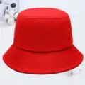 Solid red bucket hat for summer, casual wide brim sun hat, breathable unisex design. - Red