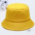 Solid color yellow bucket hat for summer, wide brim sun protection casual basin hat unisex. - Yellow