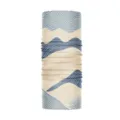 Comoda bandana tubolare in seta di ghiaccio maschera solare viso per ciclismo. - Stile Onde Geometriche Blu Bianco Beige (WHHT562-6)
