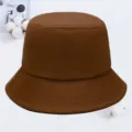 Solid color brown bucket hat, wide brim sun protection sun hat for men and women. - Brown