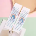 Kids ice silk sun protection sleeves with cute dinosaur print, breathable arm sleeves for summer. - Blue Striped Dinosaur Style (WHSP070-B)