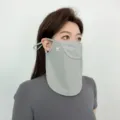 Ice silk sun protection face mask for women, UV blocking neck shield for outdoor sports and cycling. - Grey Green