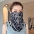 Grey camo sun protection face mask, breathable ear-hanging neck gaiter for outdoor cycling driving. - Camouflage Gray
