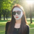 Masque de protection solaire en soie glacée blanche pour femmes, sport de plein air - Style Visage Complet (WHSP144) / Gris clair