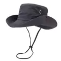 Chapeau de soleil extérieur gris foncé séchage rapide avec mentonnière et œillets. - Gris
