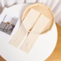 Manches de protection solaire en soie glacée d'été, respirantes, unies, fines et fraîches pour l'extérieur. - Avec Trou de Pouce / Adulte Beige