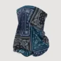 Breathable ice silk neck gaiter with navy paisley pattern for outdoor sun protection - Blue Black Base White Pattern Style (WHSP347-D)