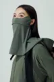 Masque de protection solaire respirant visage entier anti UV pour femmes activites. - Vert Militaire