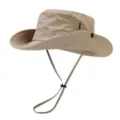 Beige anti UV peche chapeau d'ete respirant et sechage rapide avec cordon de serrage. - Kaki