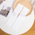 Nouvelles manches de protection solaire en soie de glace d'été respirantes unies mode - Avec Trou de Pouce / Blanc Adultes
