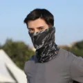 Μάσκα προσώπου ηλιακής προστασίας εξωτερικού χώρου με κομψή μαρμάρινη εκτύπωση για ποδηλασία. - Μαύρο Μάρμαρο