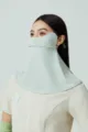 Femme Masque de Protection Solaire Visage Entier Anti UV Soie de Glace Respirant - Vert Clair