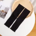 Summer black ice silk sun protection sleeves breathable solid color arm covers outdoor sports - With Thumb Hole / Adult Black