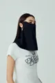 Black sun protection face mask for women, UV blocking full face and neck cover breathable. - Premium Black