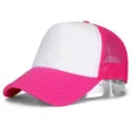 Classic unisex white and pink foam mesh trucker hat, breathable casual baseball cap. - White Rose Red