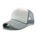Grey and white trucker hat with breathable mesh back and foam front for outdoor sports. - White and Light Grey