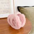 Soft pink plush warm earmuffs for autumn and winter, cozy variant for women - Foldable Style (WHEZ002-E) / Pink