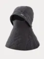 Dark grey quilted winter warm integrated hat with windproof face mask and neck cover - Dark Gray