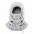 Passamontagna e maschera invernale integrati in peluche caldo per bambini in pile grigio - Grigio chiaro