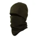 Men winter windproof fleece balaclava outdoor cycling ski warm face mask hat with drawstring - Set / Army Green