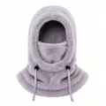 Cagoule douillette en peluche lavande avec masque et cache-cou pour les enfants - S (3-10 Ans) / Violet