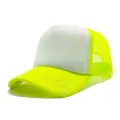 Neon yellow and white trucker hat, breathable mesh snapback cap for outdoor sports unisex. - White and Fluorescent Yellow