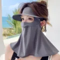 Women's full face sun protection mask with integrated visor and neck cover in grey - Full Coverage (WHSP295-A) / Gray