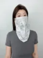 Outdoor sun protection ice silk face mask, breathable cycling neck gaiter for summer UV protection - WHSP360-E Tie-Dye Constellation - White