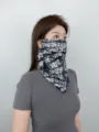 Summer outdoor sun protection face mask, ice silk hanging ear neck guard, dark grey variant. - WHSP360-J Tie-Dye Letters - Black