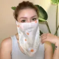 Floral print ice silk sun protection face mask and neck gaiter for outdoor cycling and uv defense. - Sunflower Decor Beige