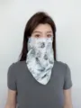 Summer breathable sun protection face mask and neck gaiter with paisley pattern for women. - White Paisley