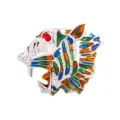 Exquisite retro roaring tiger head brooch with colorful enamel and sparkling rhinestones - Tiger Head Brooch (Silver) / Silver
