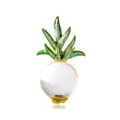 Elegant pineapple brooch featuring a clear jelly glass ball and sparkling green leaves - Pineapple / White