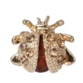 Cute golden ladybug brooch with sparkling brown crystals for clothing. - Coffee Rhinestone Style