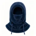 Cagoule thermique en peluche bleu marine avec masque facial coupe-vent intégré pour l'hiver - S (3-10 Ans) / Bleu marine