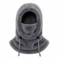 Cagoule d'hiver en peluche grise pour enfants avec cache-cou et masque facial intégrés - S (3-10 Ans) / Gris foncé
