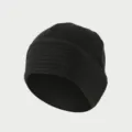 Men's black winter fleece beanie hat with embroidered flag patch, windproof warm cap. - Hat / Gray