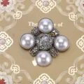 Vintage Baroque silver brooch featuring four large pearls and ornate number five design - Silver Hollow Pearl Cross (Style 13)