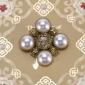 Elegant vintage baroque style brooch with white pearls and antique bronze finish - Antique Bronze Pearl Ball Cross (Style 12)