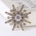 Vintage Baroque star brooch with sparkling clear rhinestones in antique gold finish. - Antique Gold Octagonal Star (Style 11)