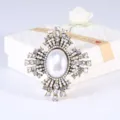Exquisite vintage Baroque style pearl and rhinestone brooch pin for elegant women jewelry - Sunburst Pearl Cross (Style 5)