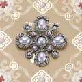 Elegant vintage Baroque style silver brooch featuring grey pearls and rhinestones - Distressed Silver Gray Cross Pearl (Style 24)